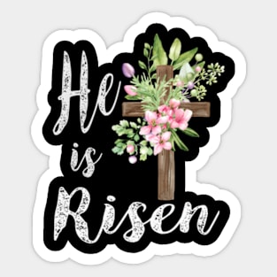 He Is Risen Floral Cross HapEaster 2023 Sticker